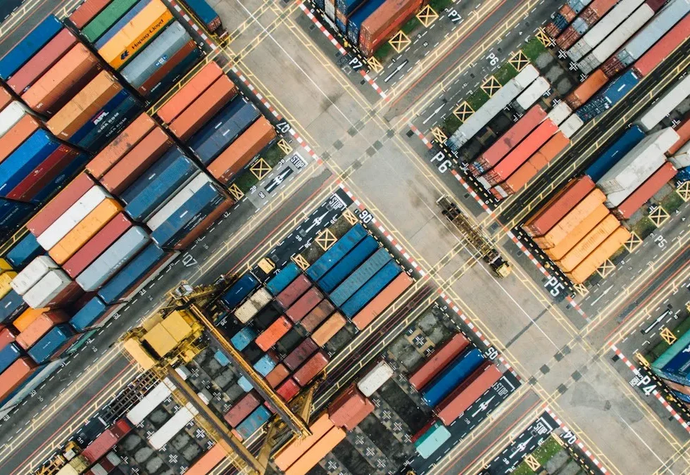 Bãi container nhìn từ trên cao